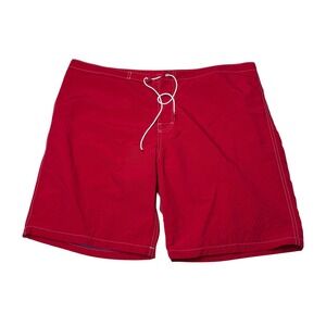 Vintage Kanvas by Katin Red Nylon Board Shorts Mens 40X9 Made in USA Surf Trunks